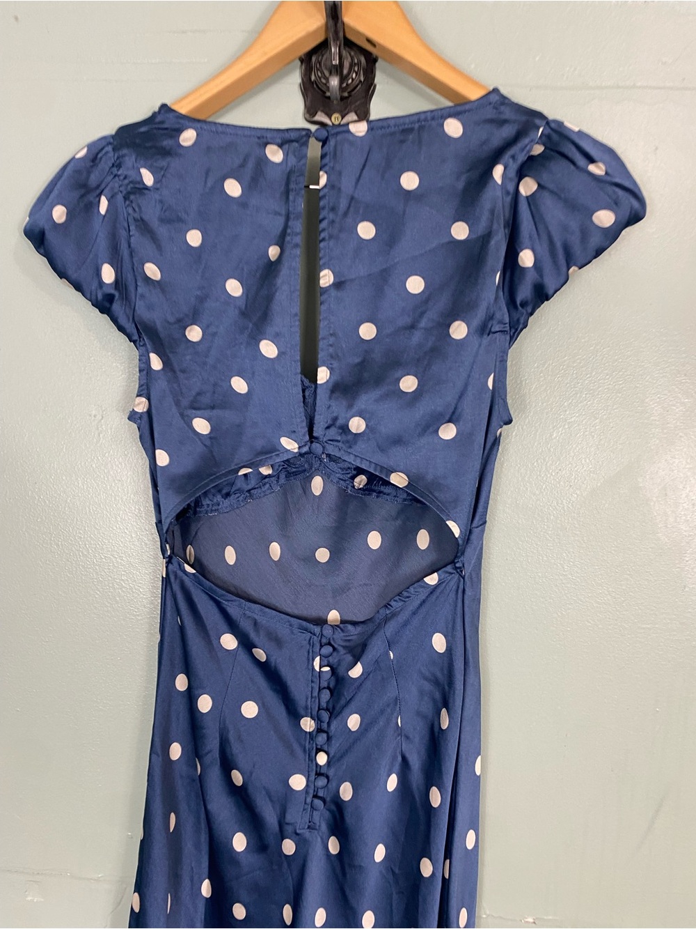 Free People Butterfly Babe Maxi Dress Blue Patte Polka Dot Small - Picture 6 of 6